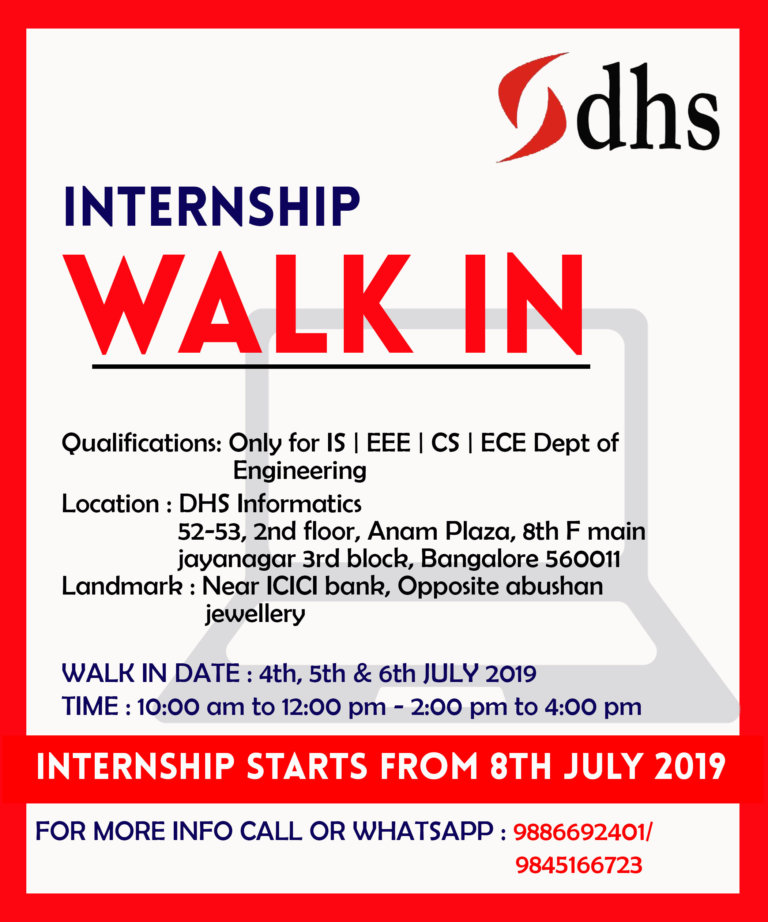 Internship Bangalore 20192020 Internship Bangalore internship